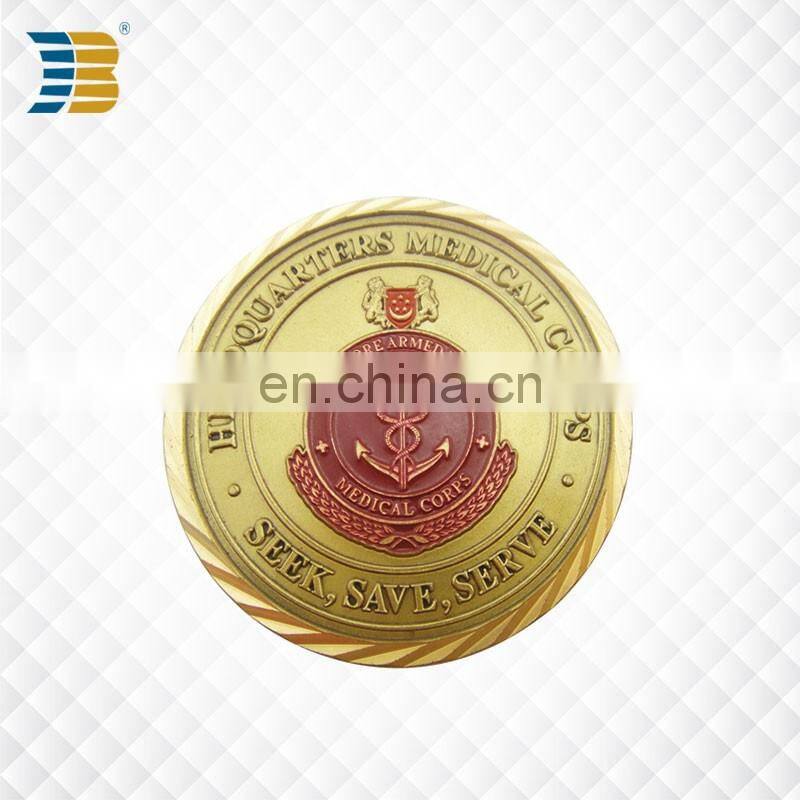 custom gold plating engraved souvenir coin for medical corps