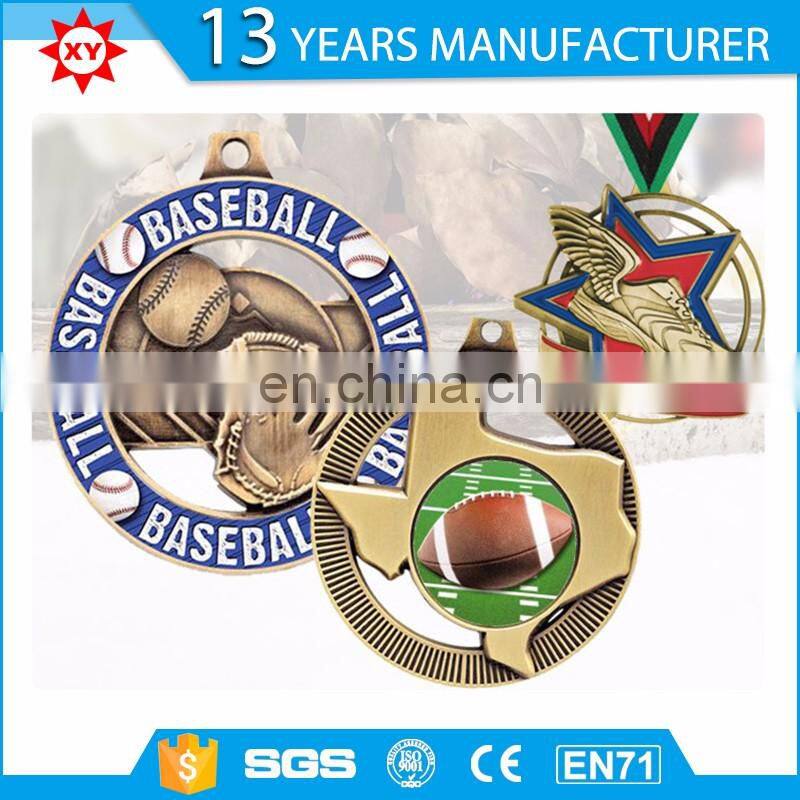 top sale custom hign quality football gold award medals with ribbons