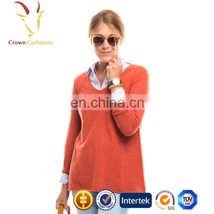 Korean Fashion Women V Neck Cashmere Woolen Sweater Pullover