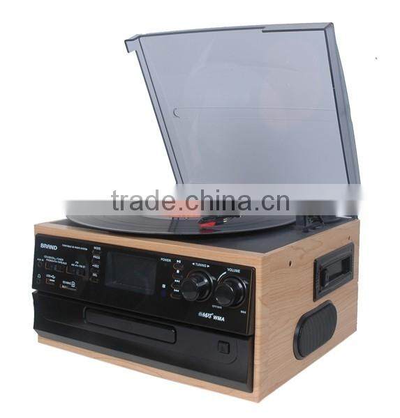 TR-19PCD:Professional Vintage design with vinyl records player usb record CD AM FM radio cassette