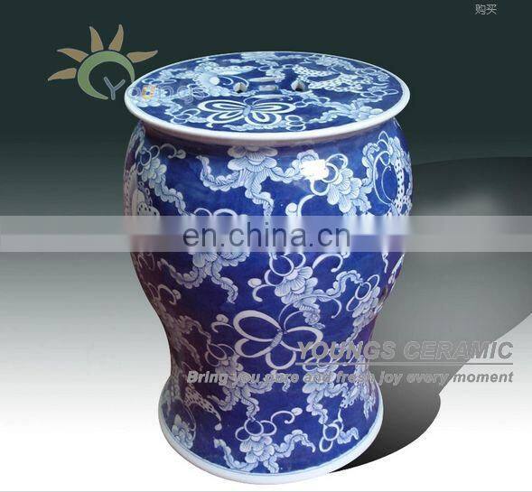 Antique chinese hand painted ceramic garden stool