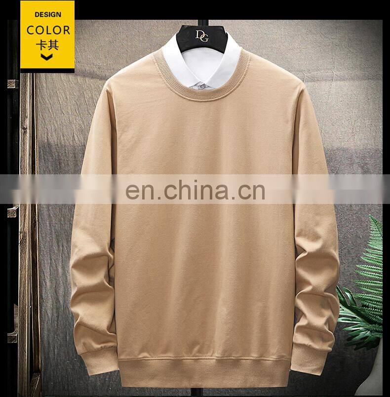 Custom brand round neck plain sweatshirt 100% cotton high quality men custom pullover hoodie plus size men t-shirt