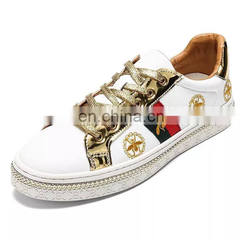 Wholesale men and women casual small White Sports Skateboard Shoes Bee sports shoes jogging shoes 36-44