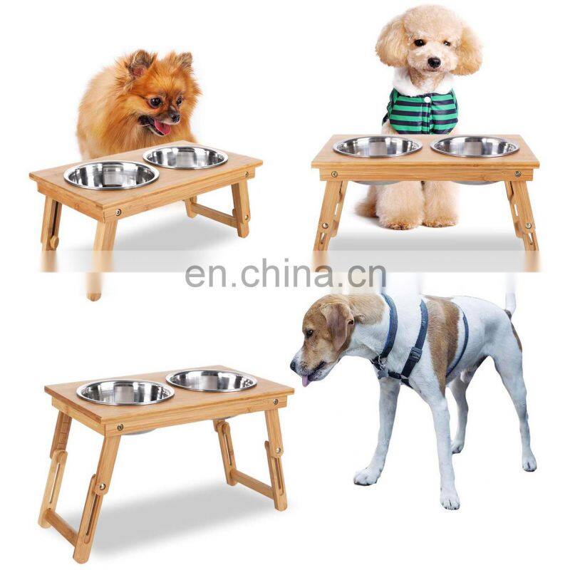 Elevated Adjustable Dog Bowl Pet Feeding Station with Stainless Steel Bowls Raised Dog Bowl for Dogs