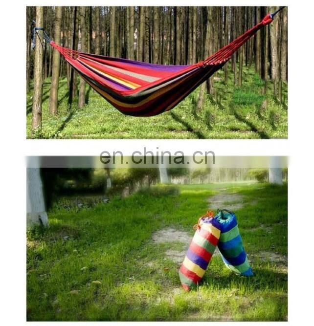 Custom logo Outdoor camping travel canvas bent stick single double hammock for two people
