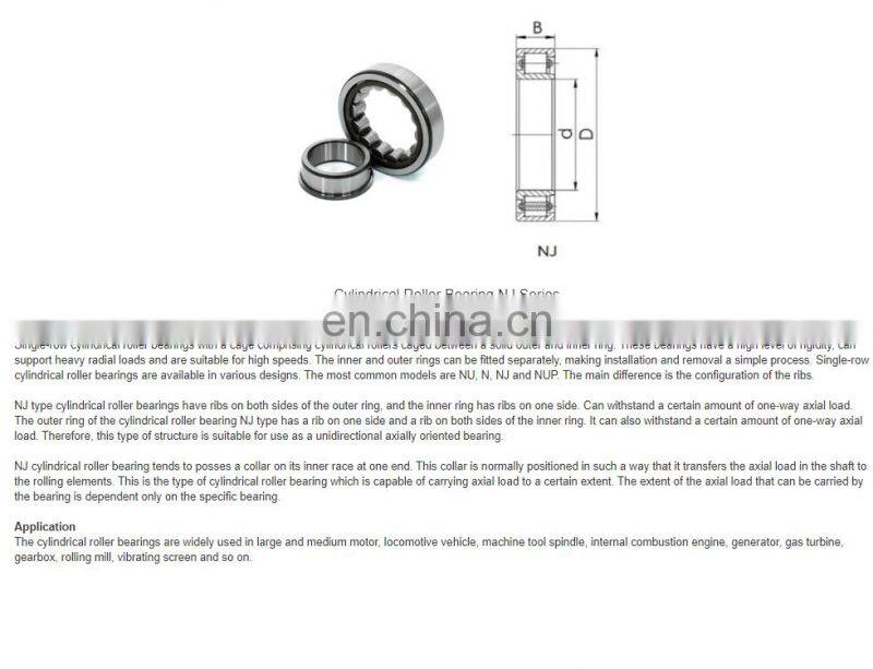 Factory Supplier High Precision Low Noise NJ304 NJ306 NJ307 NJ308 NJ309 Cylindrical Roller Bearing nj305