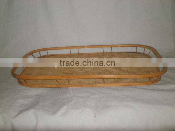 handwoven natural flat bamboo tray