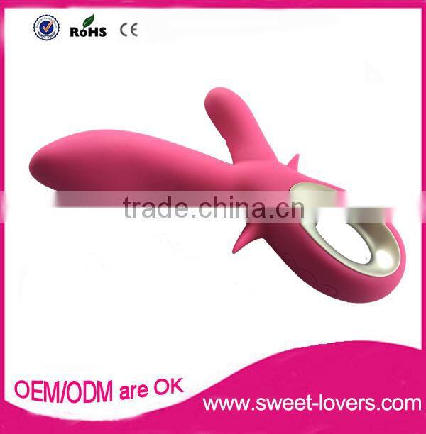 2016 New design usb rechargeable full silicone rabbit vibrator Heat function, girl sex av massager sex toys