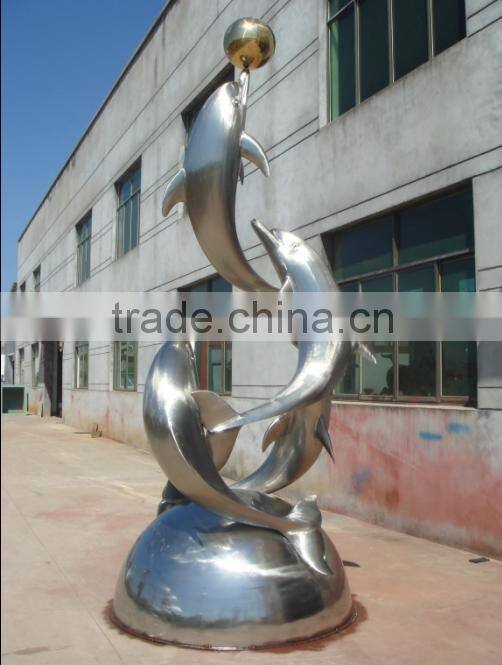stainless steel Dolphins fountain sculpture