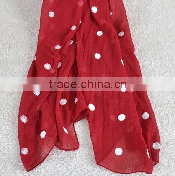 Fashion Spring Summer Dot Embrodiery Wide Cotton Custom Scarf