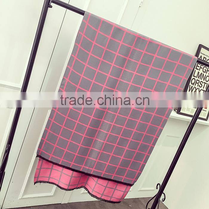 Latest Design Soft Warm Maxi Wool Cashmere Ladies Plaid Shawl