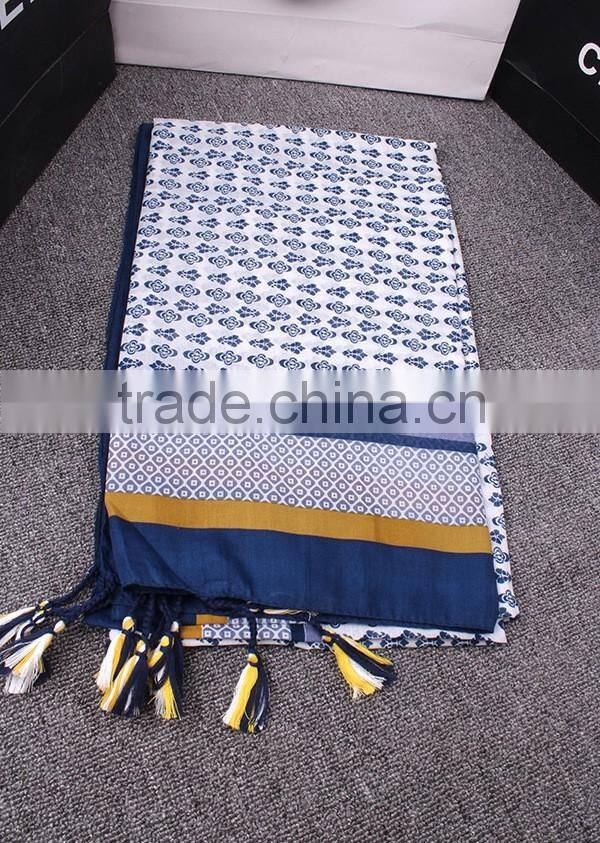 Wholesale 2016 Summer Retro Floral Design Beads Tassel Shawl Scarf