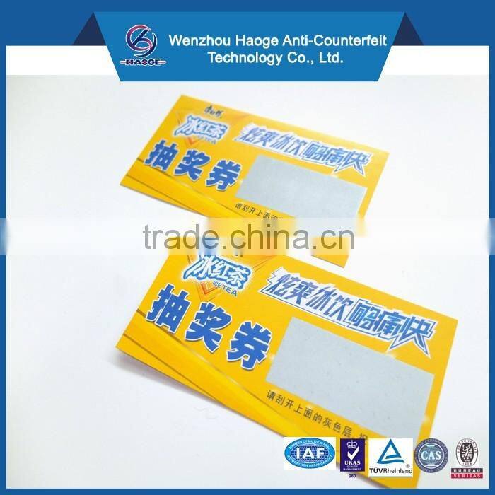 350g paper scratch card printing,scratch coupon printing,lottery scratch card printing