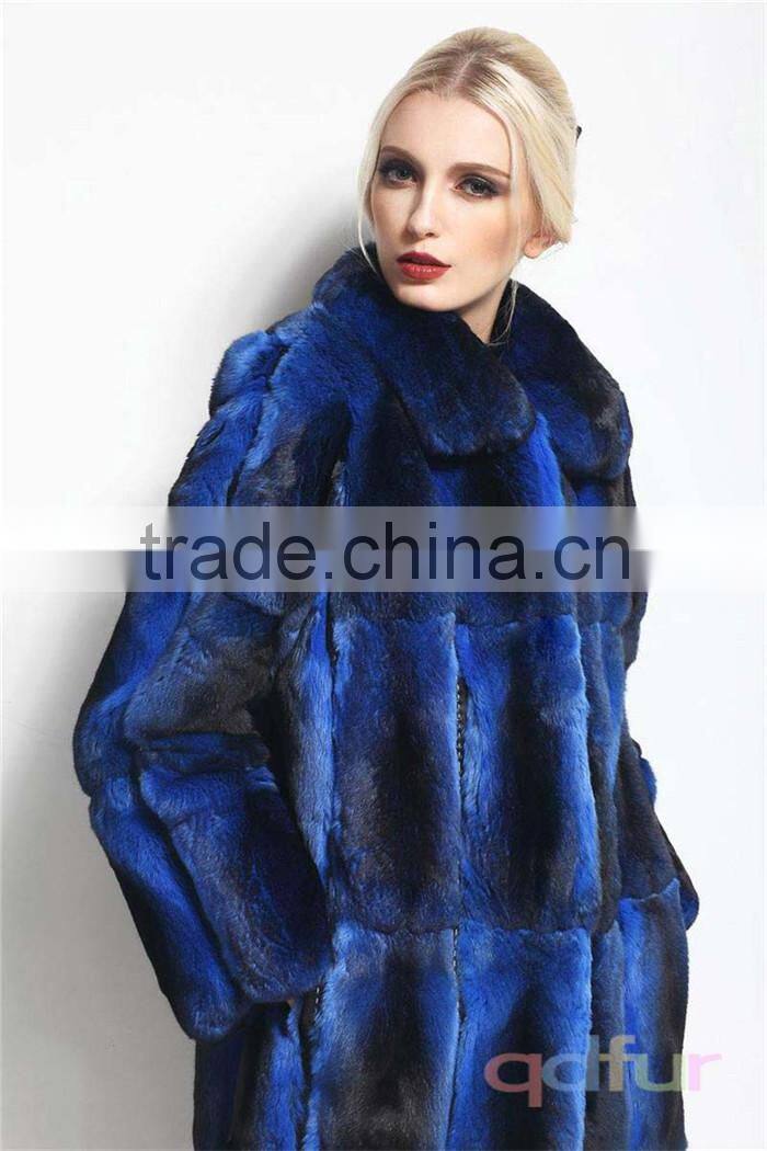 QD30090 star blue sexy cool women long black velvet coat