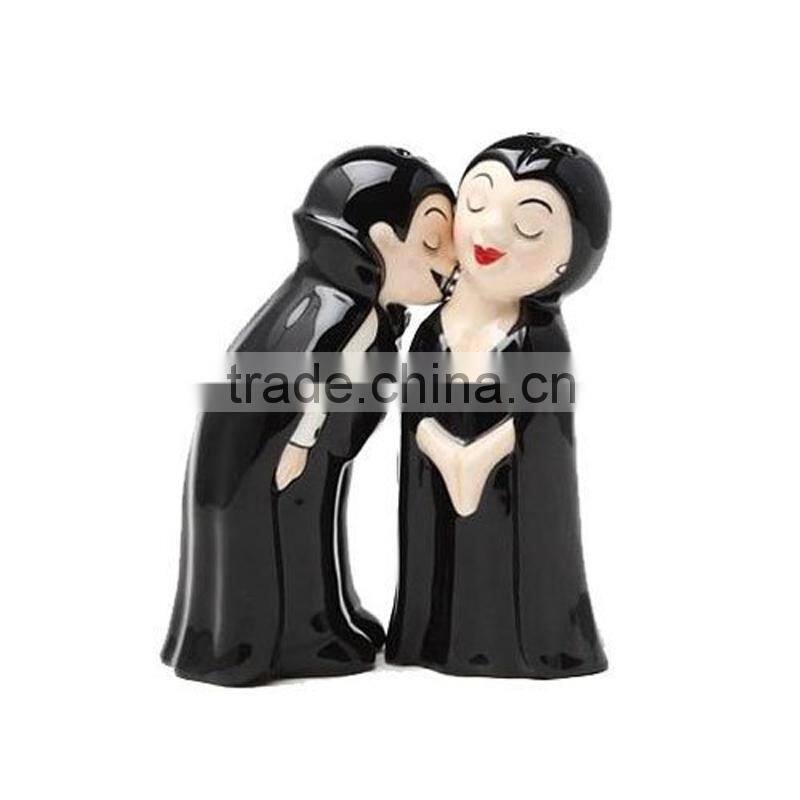 Zombies Magnetic Ceramic Halloween Salt and Pepper Shakers