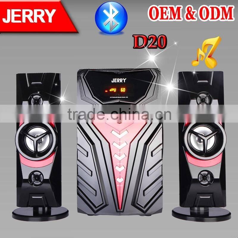 New JR-D20 2.1 speaker box with LED light made in Guangzhou China