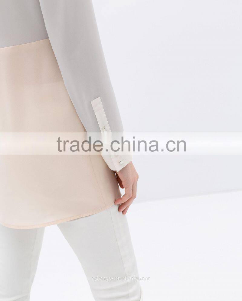 Ladies spring color block smart shirt