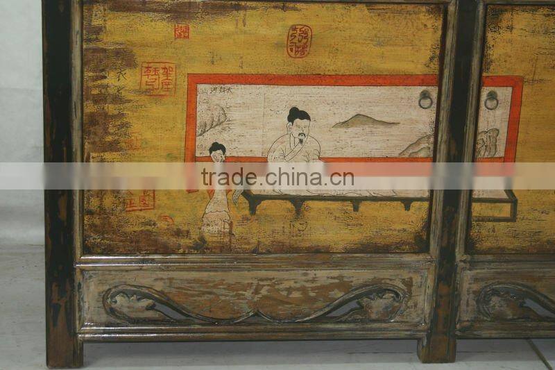 Antique reproduction hand painted console cabinet