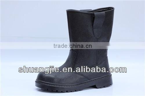 Natural rubber sole safety boots security safety shoes with steel toe cap 8075