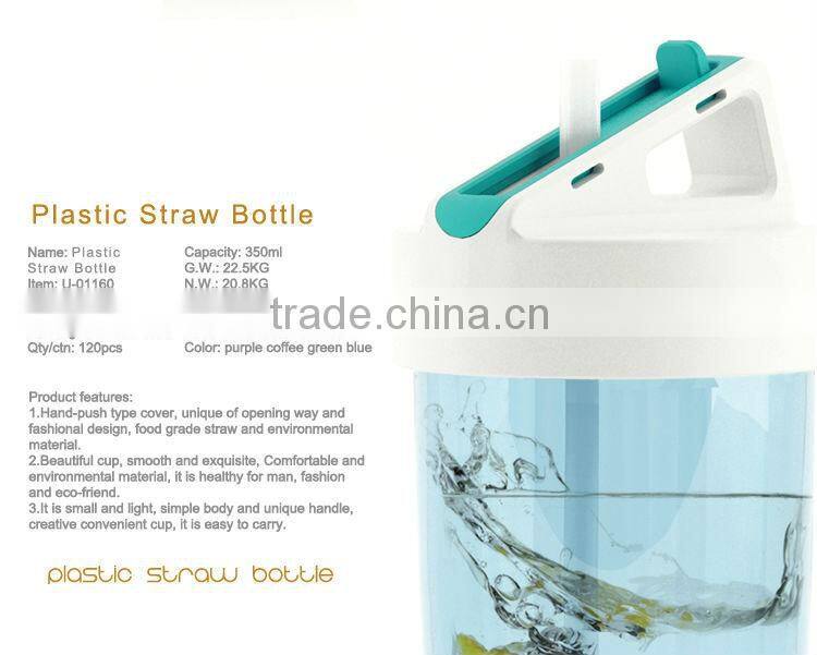 Unique Plastic Straw Bottle with Straw Cap