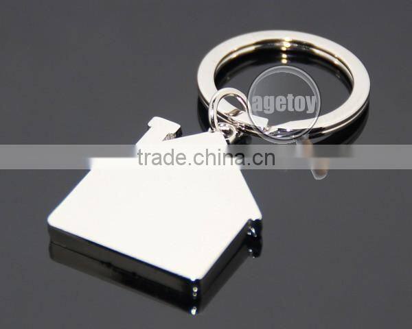 Mini House Shaped Promotional Zinc Alloy Silver Blank Metal House Shape Key Holder