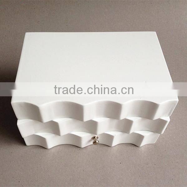 custom Europe simple style wooden mirrored makeup box graceful jewelry packaging