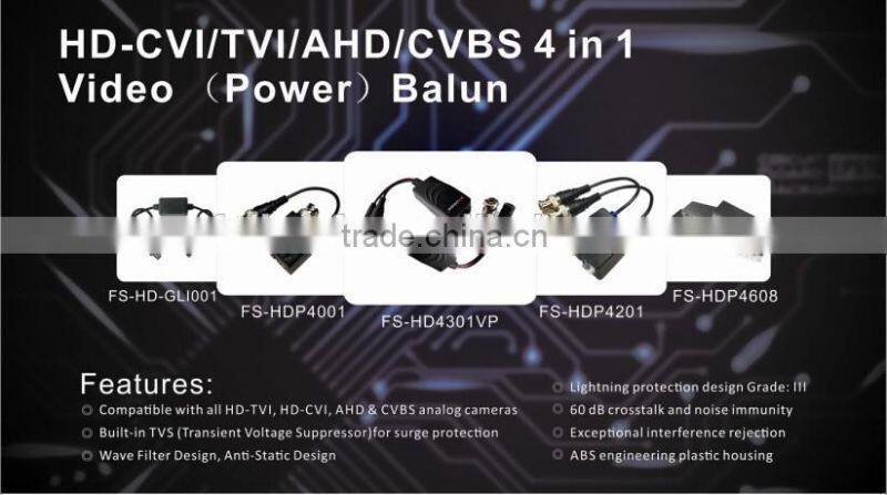 RJ45 video balun supply power to HD CVI TVI AHD camera