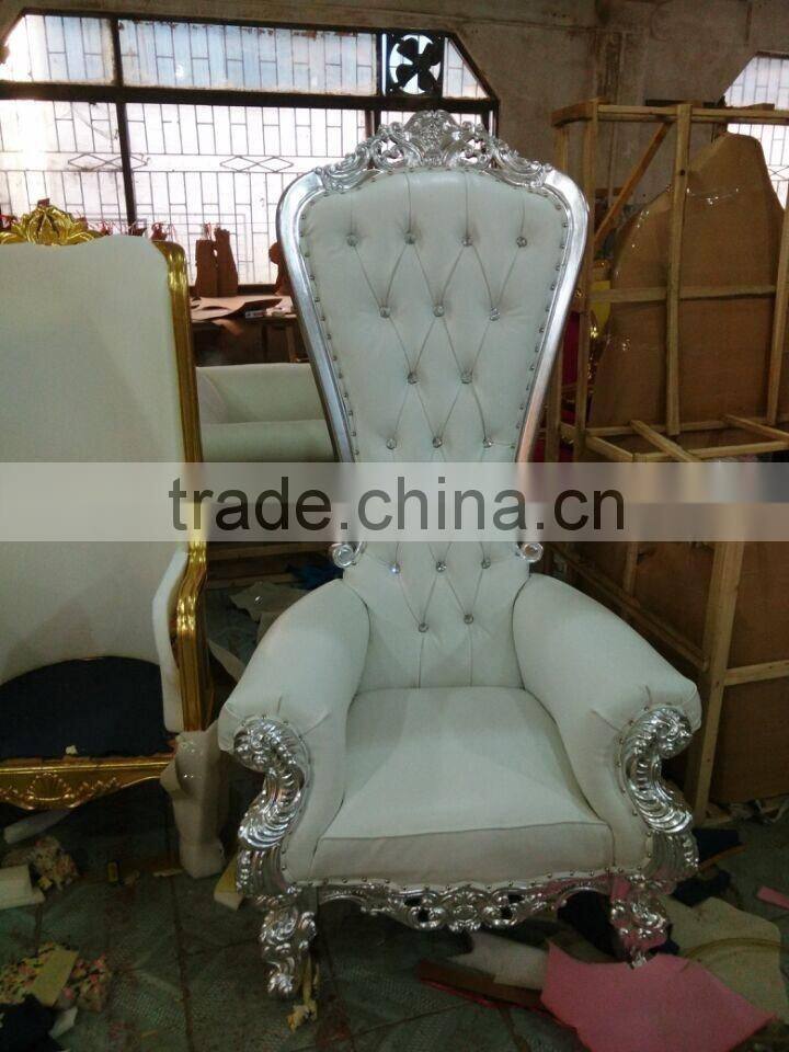 Cheap Golden Silver Classic Antique Reproduction Wooden Royal King Throne Chair