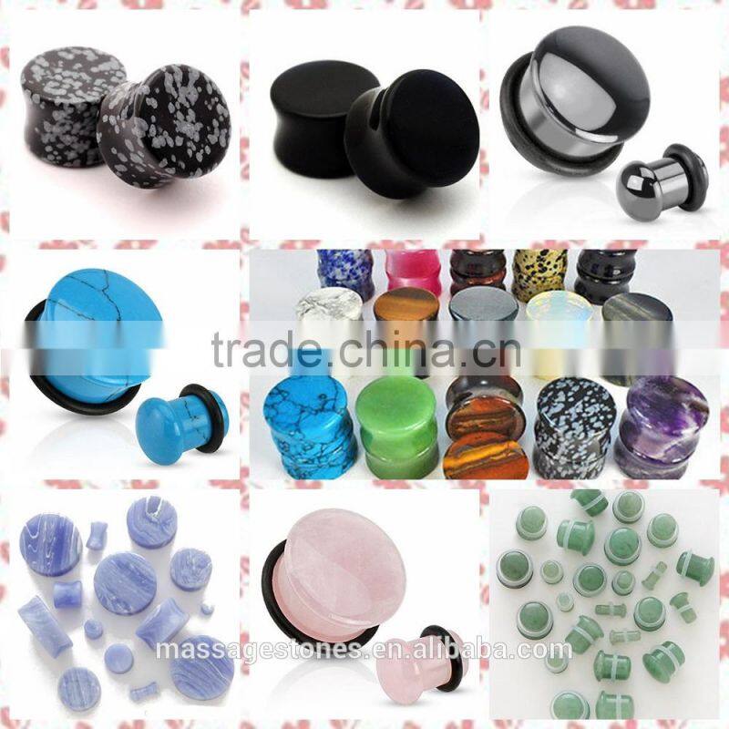 High Polished Organic Stone Ear Expander Rose Quartz Wholesale Stone Ear Plug