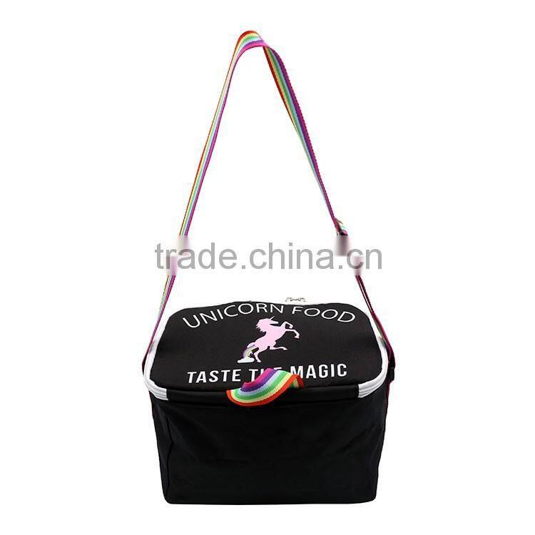 High quality insulated cooler bag custom printing cooler lunch bag with rainbow shoulder