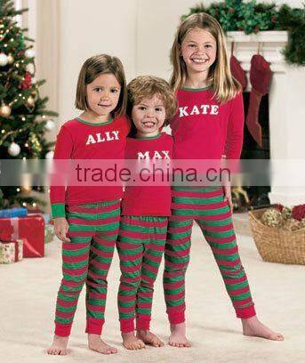 organic cotton baby striped Christmas pajamas for family matching