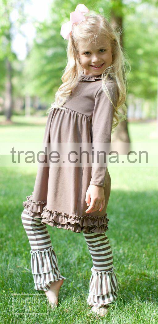 Fashion Little girls ruffle tunic top children fancy tunic top with matching ruffle pants