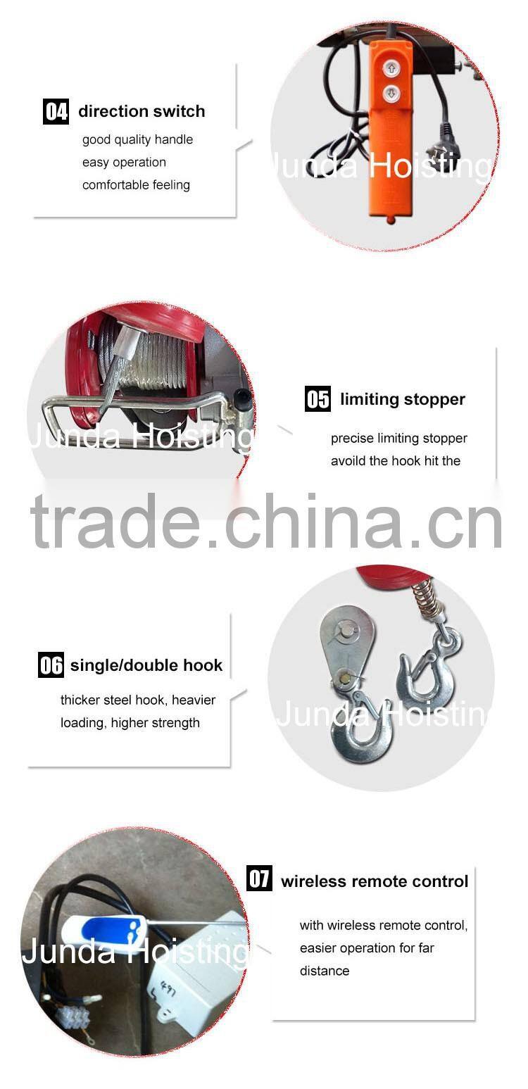 multifunctional pure copper motor 100-1000KG PA Type Micro Electric Wire Rope Hoist