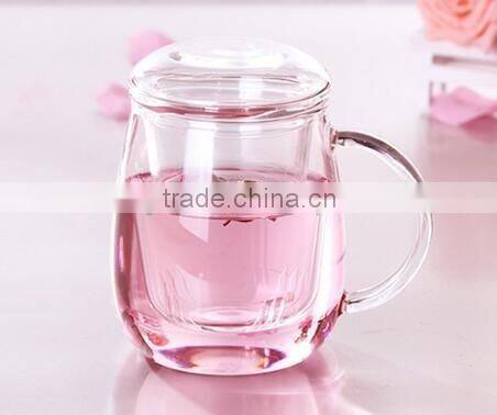 three-piece multifunctional tea cup with filter cup,unbreakable glass cups,double wall glass tea cup