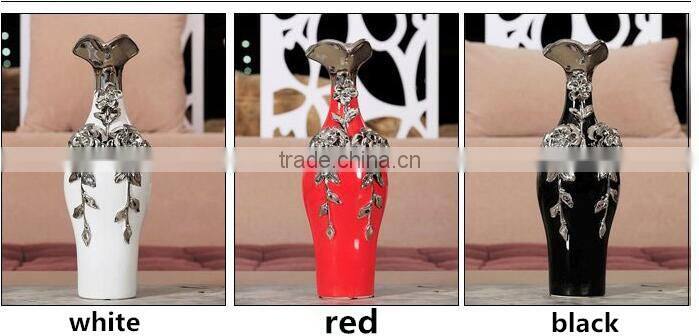 hand made rose ceramic silver wedding vases wholesale for home deco
