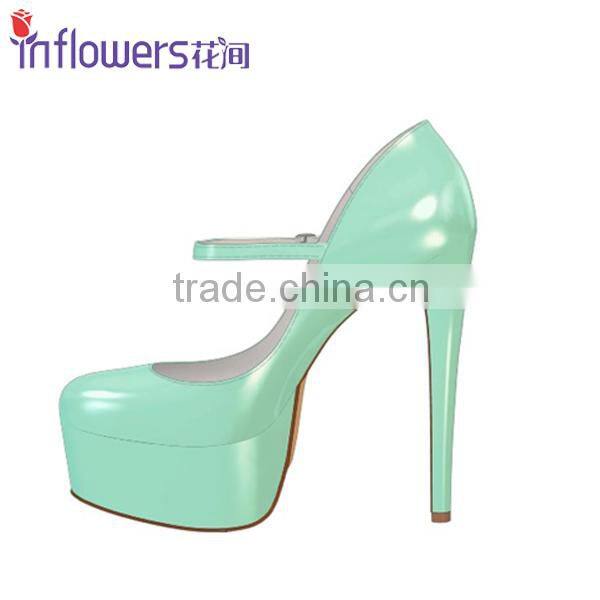 Peeptoe patent leather ankle strap Custom design fancy ladies shoes