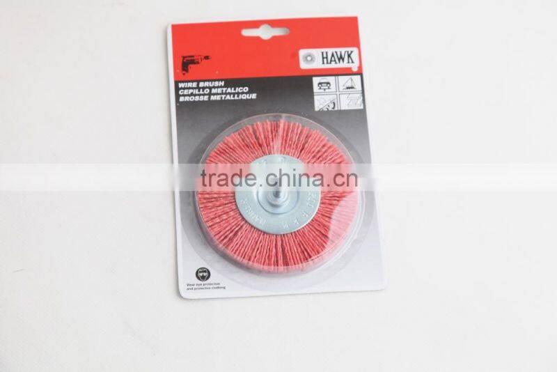 nylon wire wheel brushes packed on display cards, diameter 100mm or 4"