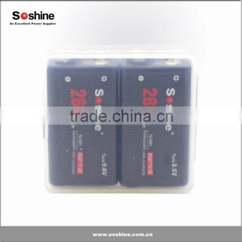 Rechargeable 9V Battery en NiMH 9.6V 260mAh battery for Smoke Alarms Music/Audio Devices from Soshine Co.,