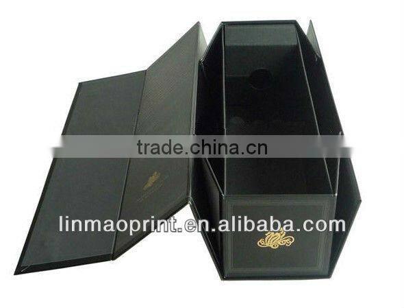 Chinese red and gold stamping folding box for wine gift