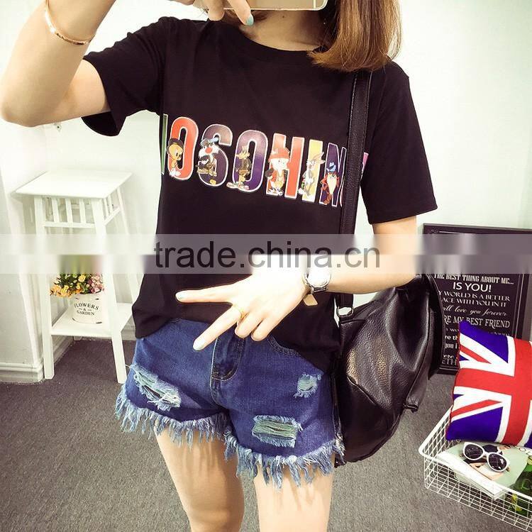 Korean cartoon letter picture short sleeve T-shirt