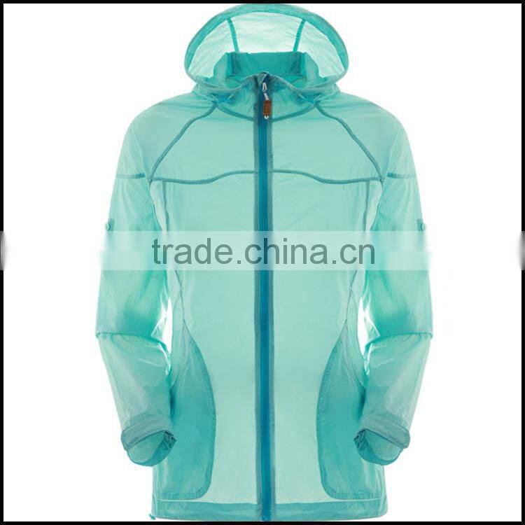 spring and summer of sun protection clothing and thin jacket sport for ladies and with front -zip waterproof rain jacket