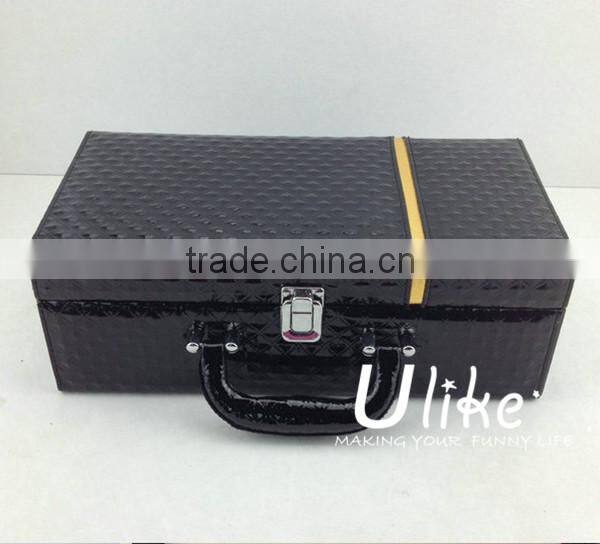 Leather beverage packing box Luxury Black Leather Wine Case Package wedding favors