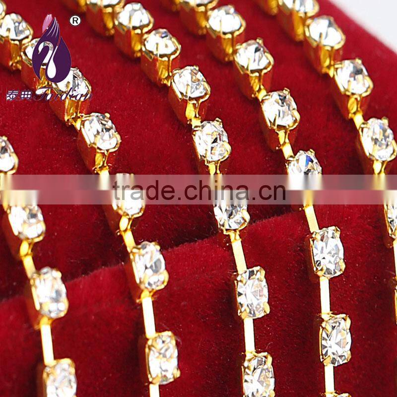 ss22 gold Single row Rhinestone cup chain for Garment Decoration Bags Nail Art