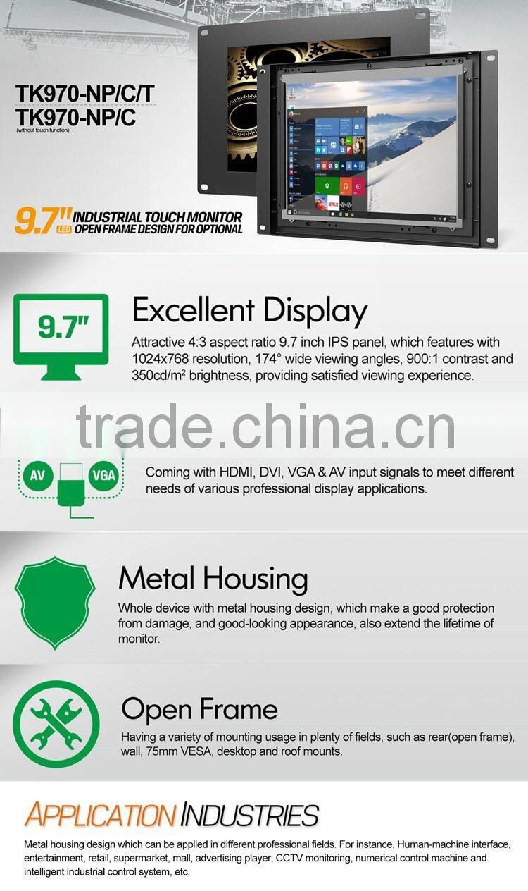 China Wholesale 9.7 Inch Open Frame Touch Monitor Appy For Industrial Control System