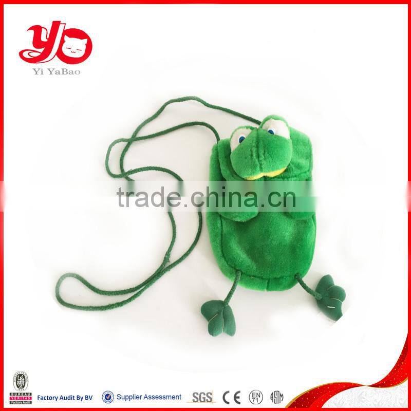 Top quality cute frog mobile phone bag, Plush green frog mobile phone bag