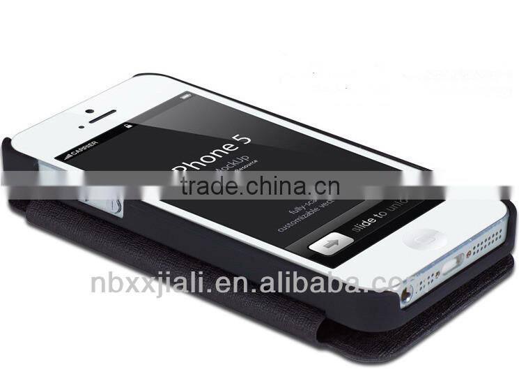 2014 Fashion elegant wallet design PU leather mobile phone case for iphone 4s with flip and stand function (OBS-M6078)