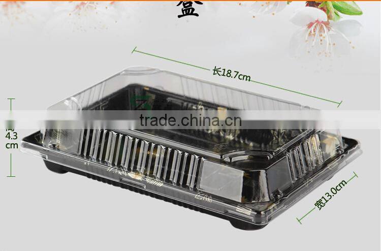 rectangular disposable sushi box with clear lid