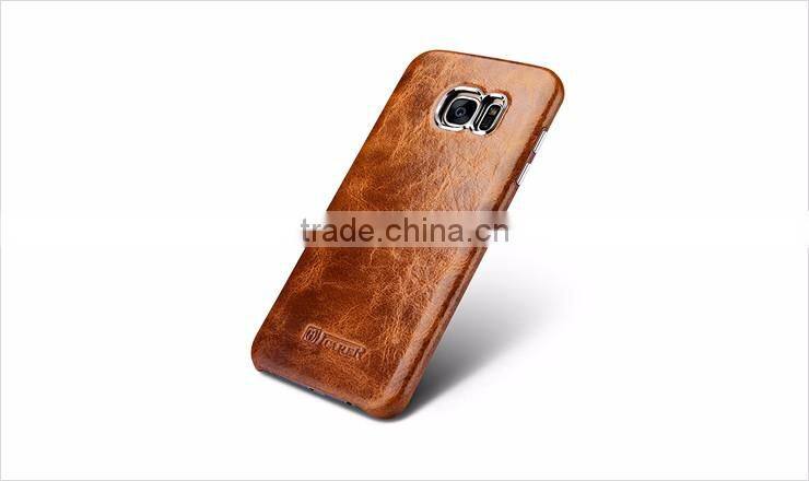 ICARER Oil Wax Real Leather Back Phone Case For Samsung Galaxy S7 Edge