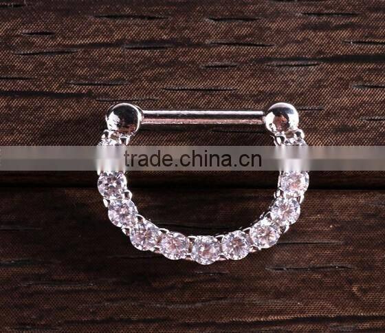 Septum Clicker Nose Rings CZ Gem Ear Piercing Cuff Diath Cartilage