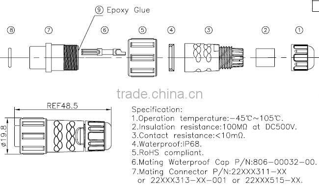 8 pin waterproof connector